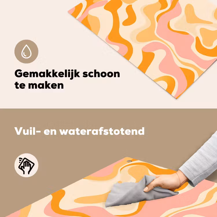 Abstract - Golvend - Oranje Inductie beschemer met haakjes klein -ky-schoon-nl