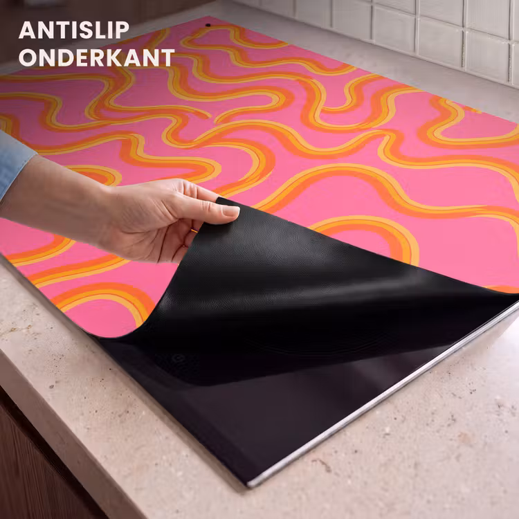 Abstract - Golvende lijnen - Modern - Kleurrijk Inductie beschemer met haakjes klein -ky-onderkant-nl