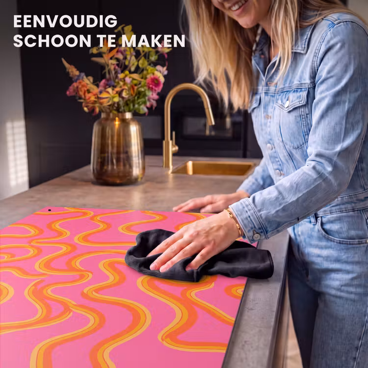 Abstract - Golvende lijnen - Modern - Kleurrijk Inductie beschemer met haakjes klein -ky-schoon-nl