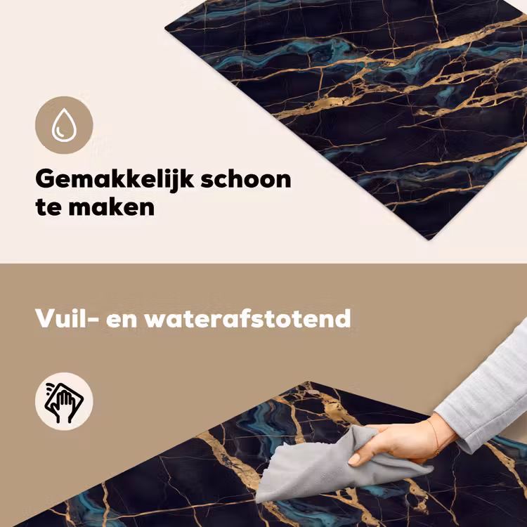 Abstract - Gouden lijnen - Kunst - Modern - Zwart Inductie beschemer met haakjes klein -ky-schoon-nl