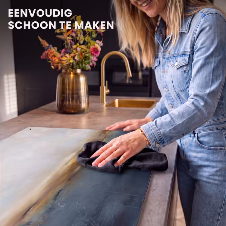 Abstract - Horizon - Water - Modern - Beige Inductie beschemer met haakjes klein -ky-schoon-nl