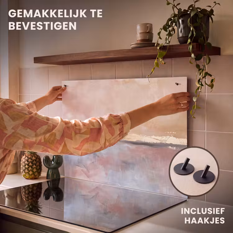 Abstract - Horizontaal - Kunst - Roze - Goud Inductie beschemer met haakjes klein -ky-ophangen-nl
