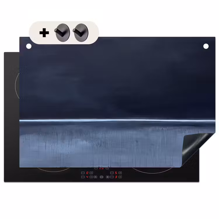 Abstract - Horizontale lijn - Minimalistisch - Donkerblauw - Kunst Inductie beschemer met haakjes klein -3d