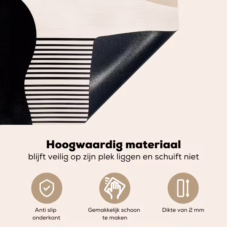 Abstract - Japandi - Beige - Modern Inductie beschemer met haakjes klein -ky-onderkant-nl