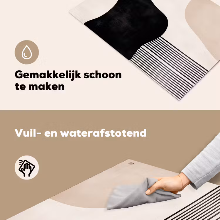 Abstract - Japandi - Beige - Modern Inductie beschemer met haakjes klein -ky-schoon-nl