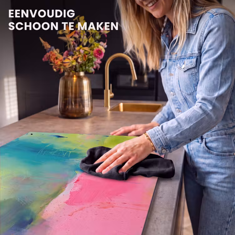 Abstract - Kleuren - Modern - Groen - Roze Inductie beschemer met haakjes klein -ky-schoon-nl