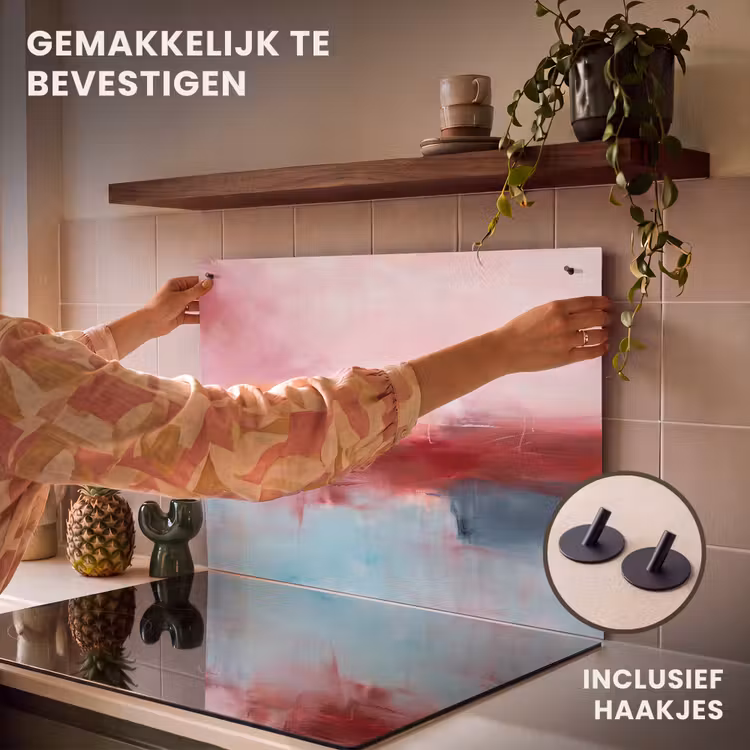 Abstract - Kleuren - Modern - Kunst - Roze Inductie beschemer met haakjes klein -ky-ophangen-nl