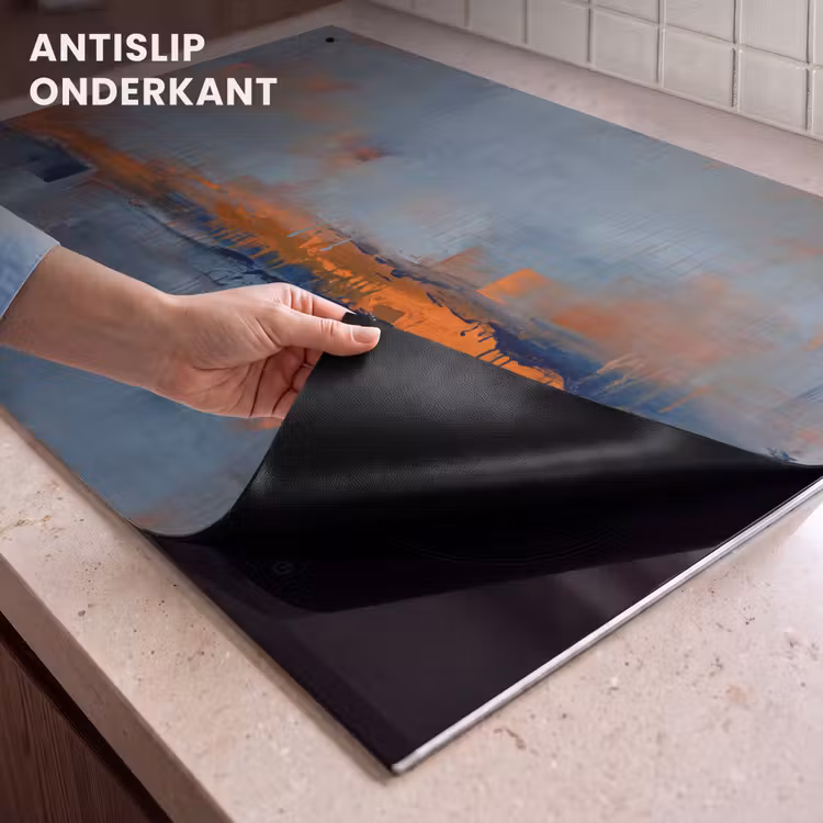 Abstract - Kleuren - Modern - Oranje - Grijs Inductie beschemer met haakjes klein -ky-onderkant-nl