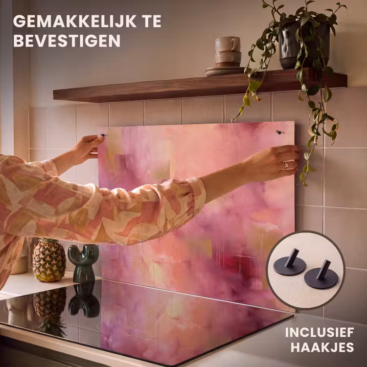 Abstract - Kleuren - Modern - Roze - Paars Inductie beschemer met haakjes klein -ky-ophangen-nl