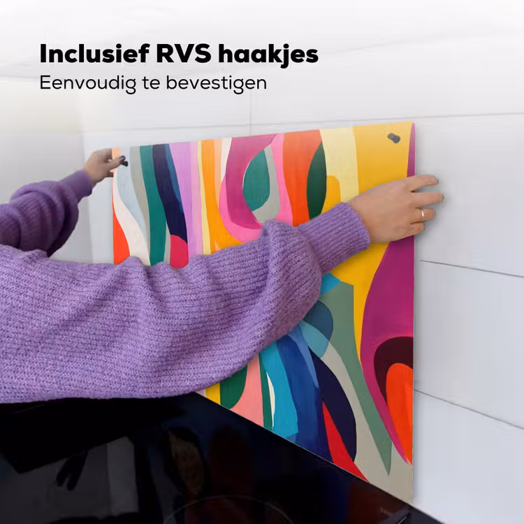 Abstract - Kleurrijk - Golven - Lijnen Inductie beschemer met haakjes middel -ky-ophangen-nl