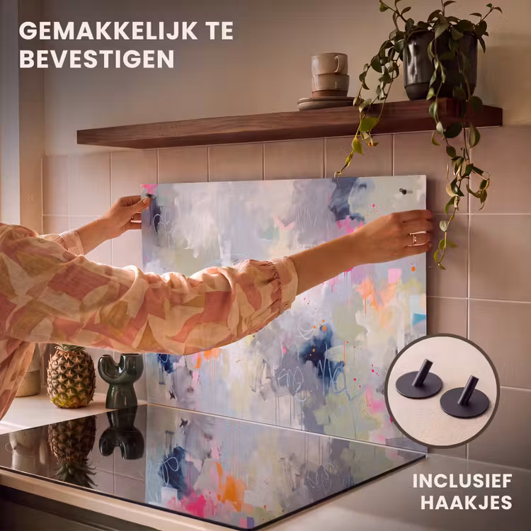 Abstract - Kleurrijk - Modern - Kunst Inductie beschemer met haakjes klein -ky-ophangen-nl
