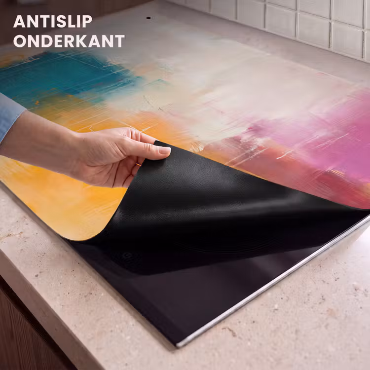 Abstract - Kleurrijk - Modern - Kunst - Oranje Inductie beschemer met haakjes klein -ky-onderkant-nl