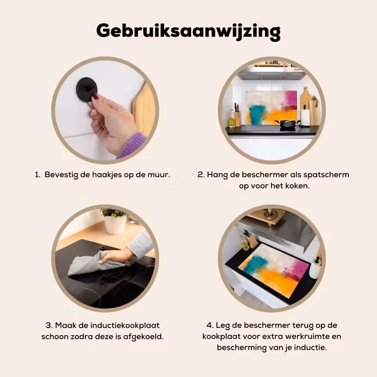 Abstract - Kleurrijk - Modern - Kunst - Oranje Inductie beschemer met haakjes klein -ky-gebruik-nl
