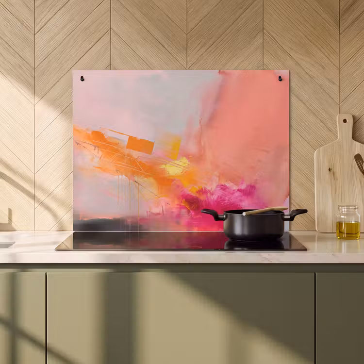 Abstract - Kleurrijk - Modern - Roze Inductie beschemer met haakjes klein -sfeer2