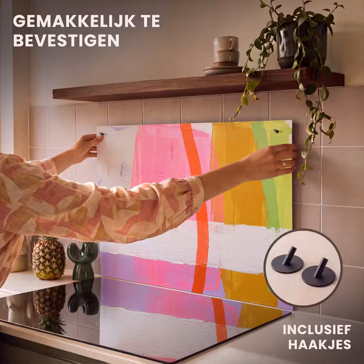 Abstract - Kleurrijk - Vormen - Modern - Kunst Inductie beschemer met haakjes klein -ky-ophangen-nl