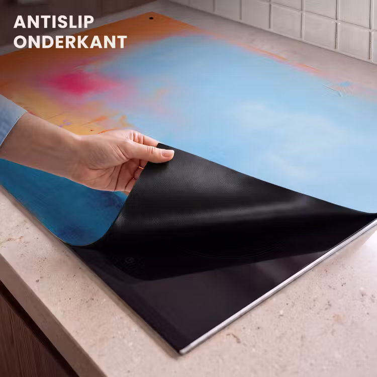 Abstract - Kleurvlakken - Modern - Oranje - Blauw Inductie beschemer met haakjes klein -ky-onderkant-nl