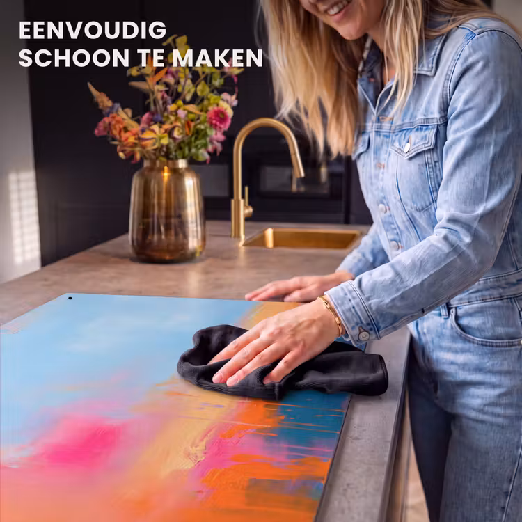 Abstract - Kleurvlakken - Modern - Oranje - Blauw Inductie beschemer met haakjes klein -ky-schoon-nl