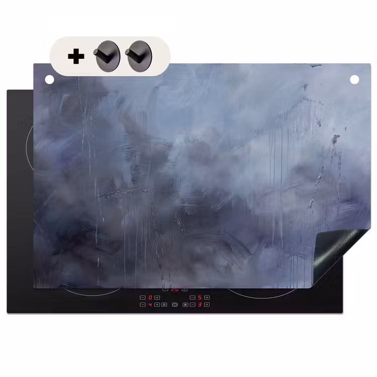 Abstract - Kwaststreken - Modern - Kunst - Grijs Inductie beschemer met haakjes klein -3d