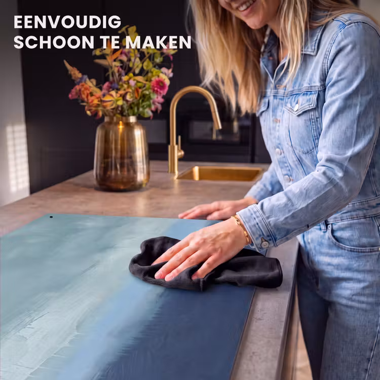 Abstract - Lagen - Rust - Modern - Blauw Inductie beschemer met haakjes klein -ky-schoon-nl
