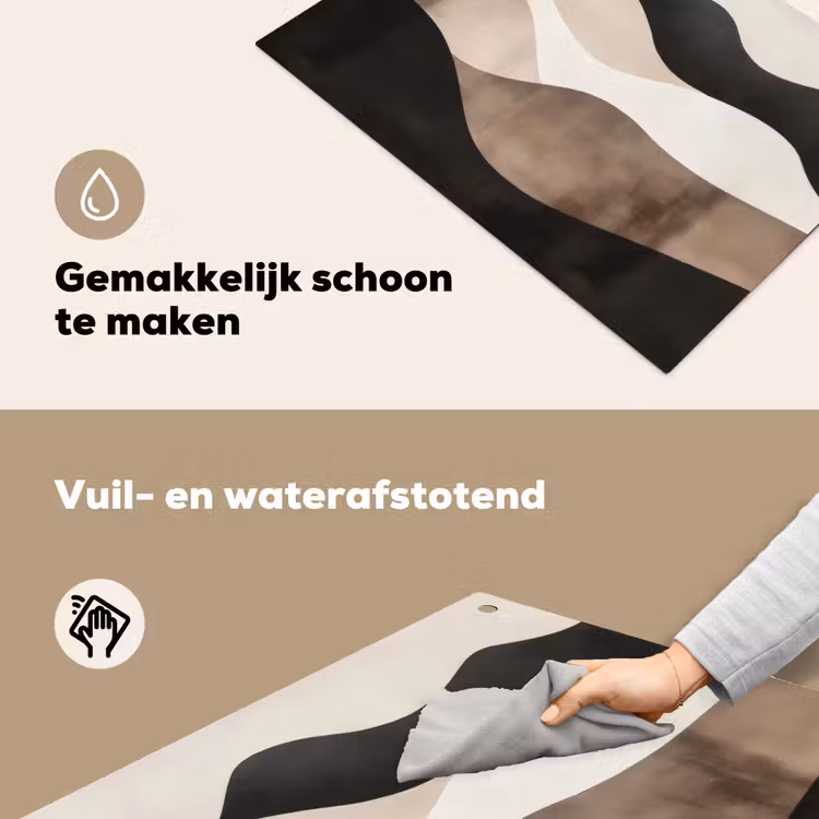 Abstract - Landschap - Golven - Crèmekleur Inductie beschemer met haakjes klein -ky-schoon-nl