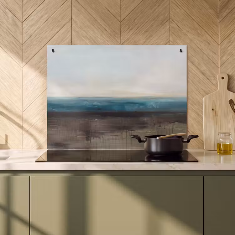 Abstract - Landschap - Horizon - Blauw - Modern Inductie beschemer met haakjes klein -sfeer2