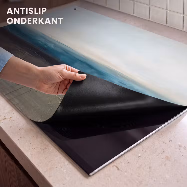 Abstract - Landschap - Horizon - Blauw - Modern Inductie beschemer met haakjes klein -ky-onderkant-nl
