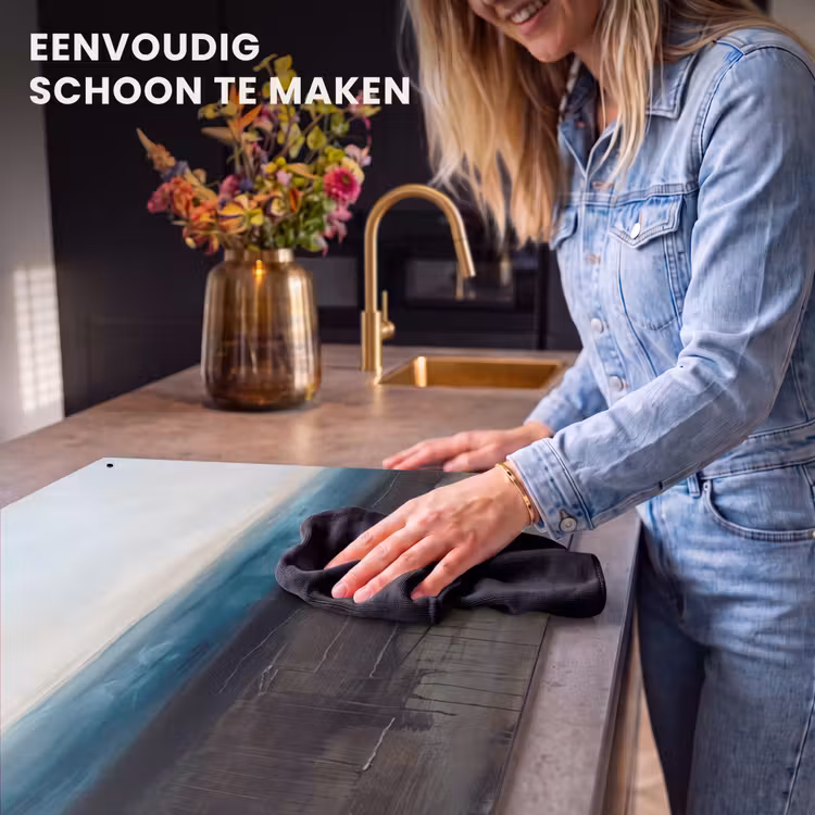 Abstract - Landschap - Horizon - Blauw - Modern Inductie beschemer met haakjes klein -ky-schoon-nl
