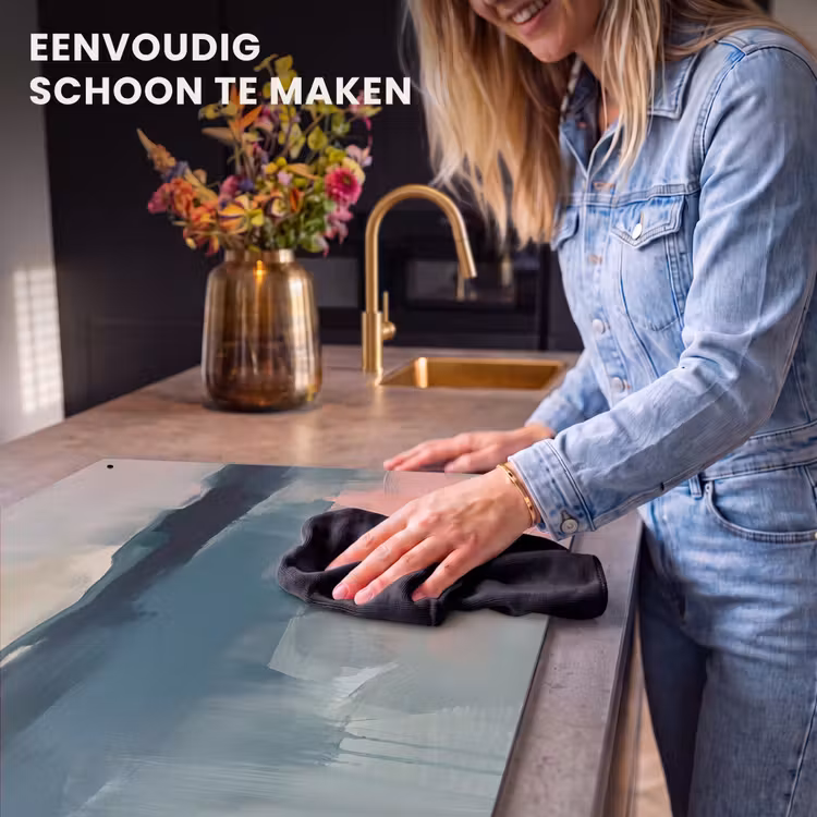 Abstract - Landschap - Kunst - Modern - Groen - Blauw Inductie beschemer met haakjes klein -ky-schoon-nl