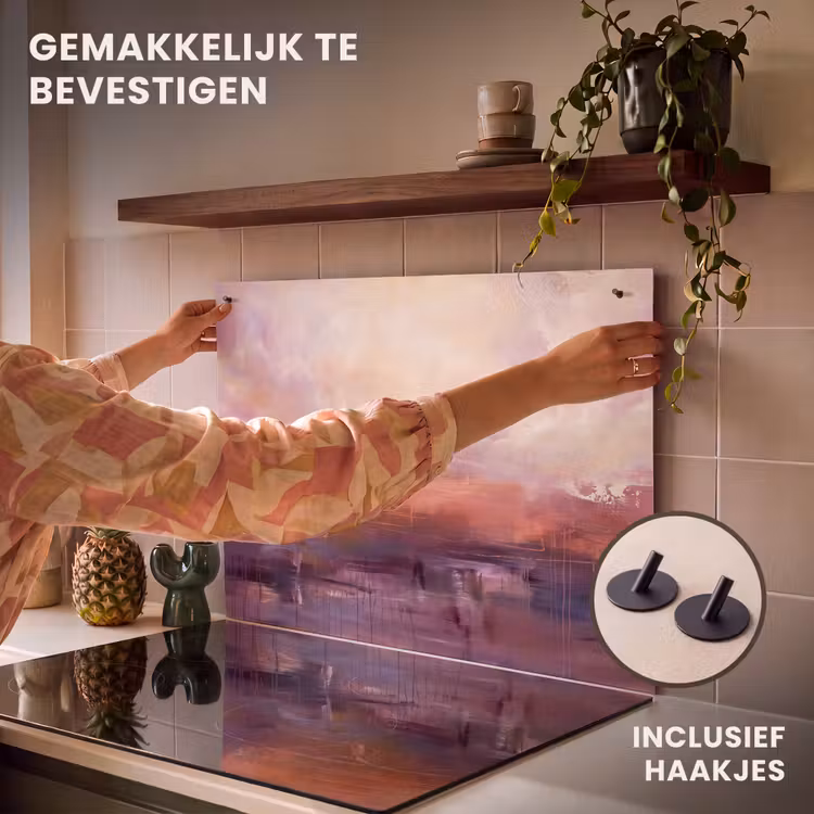 Abstract - Landschap - Modern - Paars - Oranje Inductie beschemer met haakjes klein -ky-ophangen-nl