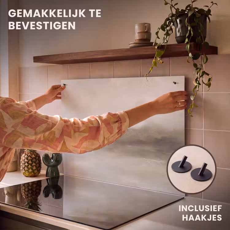 Abstract - Landschap - Nevel - Modern - Grijs Inductie beschemer met haakjes klein -ky-ophangen-nl