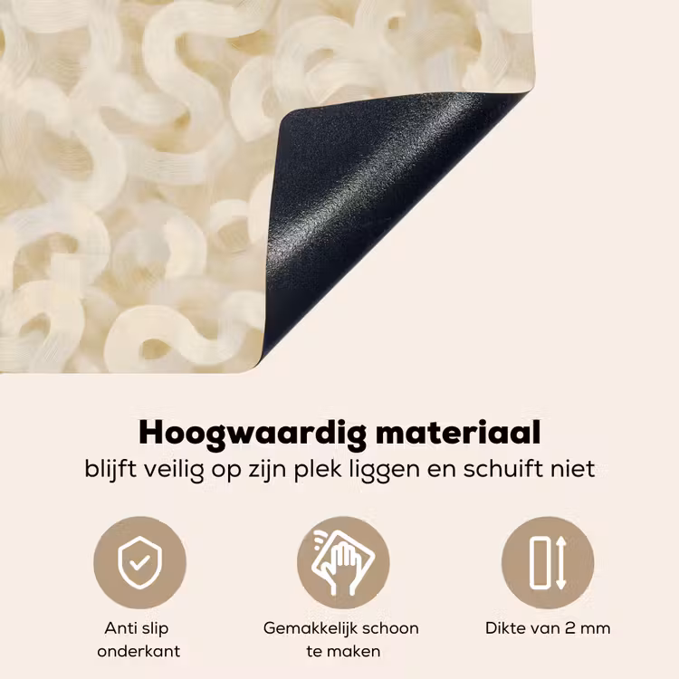 Abstract - Lijnen - Beige Inductie beschemer met haakjes klein 777 -ky-onderkant-nl