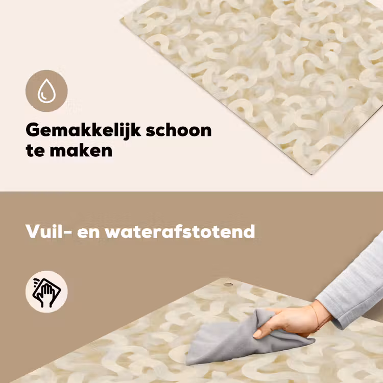 Abstract - Lijnen - Beige Inductie beschemer met haakjes klein 777 -ky-schoon-nl