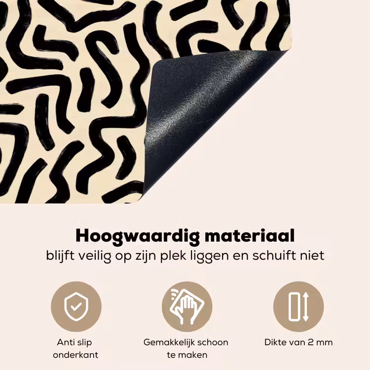 Abstract - Lijnen - Zwart Inductie beschemer met haakjes klein 777 -ky-onderkant-nl