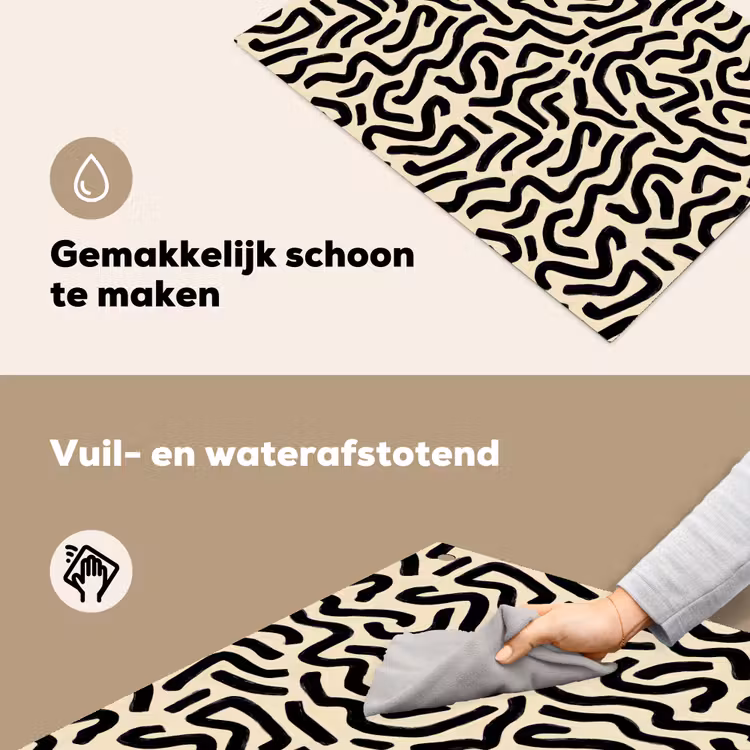 Abstract - Lijnen - Zwart Inductie beschemer met haakjes klein 777 -ky-schoon-nl