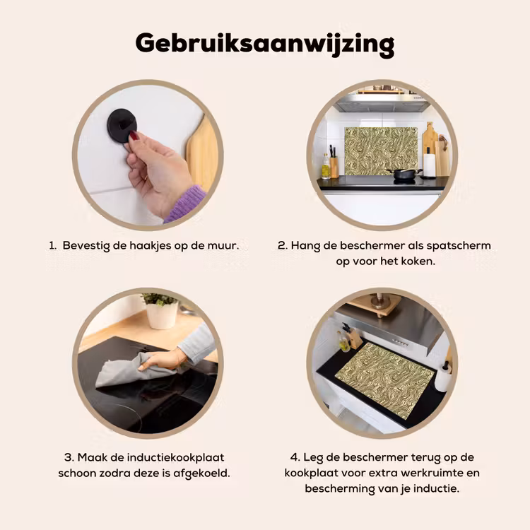 Abstract - Marmer - Groen Inductie beschemer met haakjes klein 777 -ky-gebruik-nl
