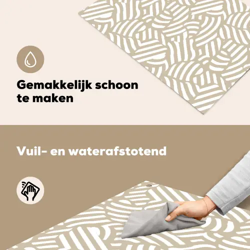 Abstract - Modern - Beige Inductie beschemer met haakjes klein 777 -ky-schoon-nl