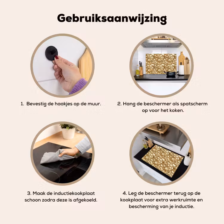 Abstract - Modern - Goud Inductie beschemer met haakjes klein 777 -ky-gebruik-nl