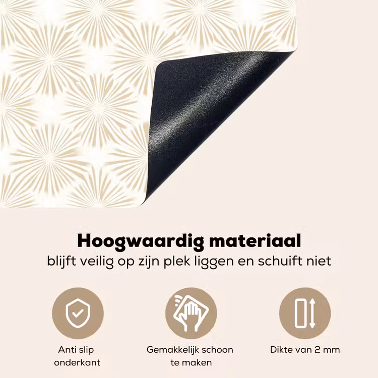 Abstract - Motief - Beige Inductie beschemer met haakjes klein 777 -ky-onderkant-nl