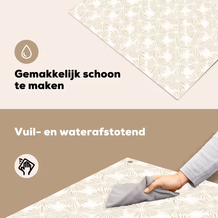 Abstract - Motief - Beige Inductie beschemer met haakjes klein 777 -ky-schoon-nl