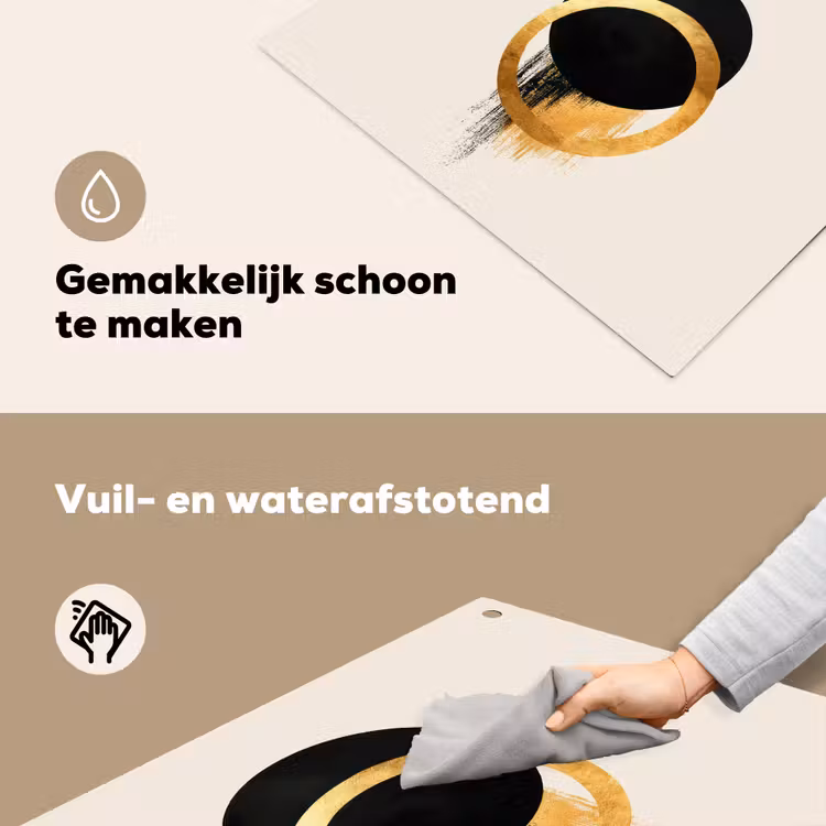 Abstract ontwerp - Zwarte cirkel - Verfvlekken Inductie beschemer met haakjes middel -ky-schoon-nl