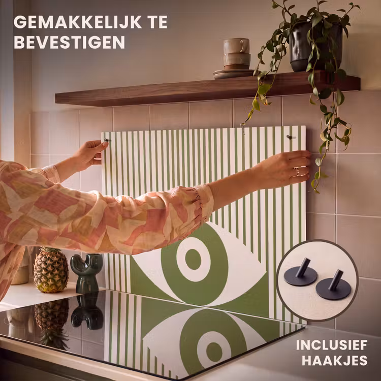 Abstract - Oog - Strepen - Modern - Groen Inductie beschemer met haakjes klein -ky-ophangen-nl