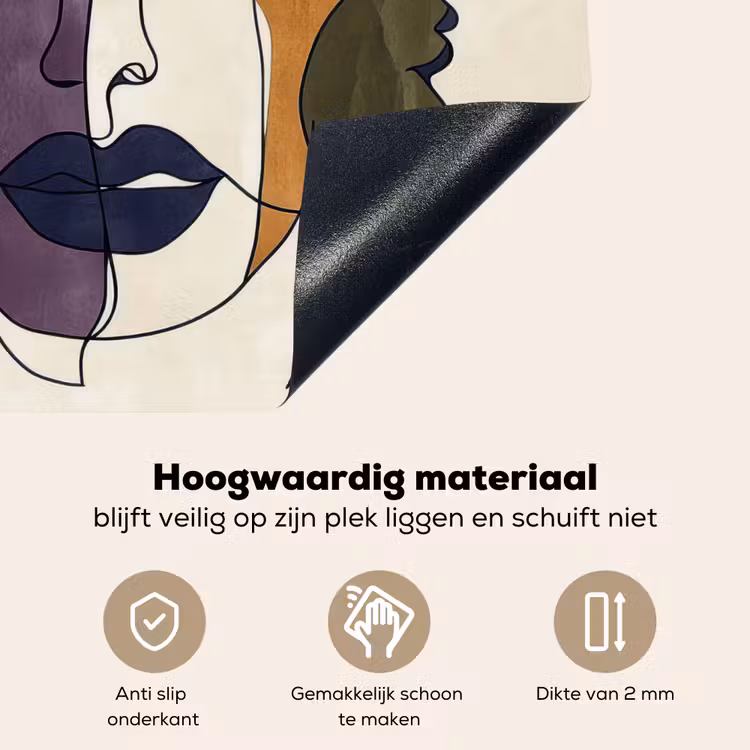 Abstract - Overlappende gezichten - Paars - Donkergroen Inductie beschemer met haakjes middel -ky-onderkant-nl