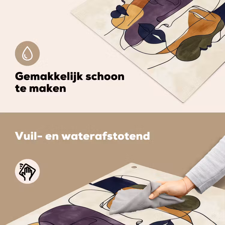 Abstract - Overlappende gezichten - Paars - Donkergroen Inductie beschemer met haakjes middel -ky-schoon-nl