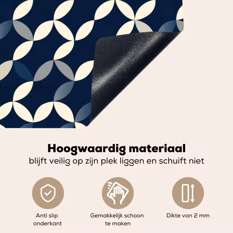 Abstract - Patroon - Blauw Inductie beschemer met haakjes klein 777 -ky-onderkant-nl