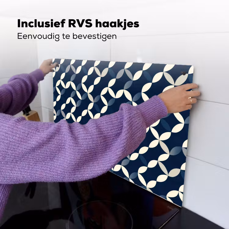 Abstract - Patroon - Blauw Inductie beschemer met haakjes klein 777 -ky-ophangen-nl