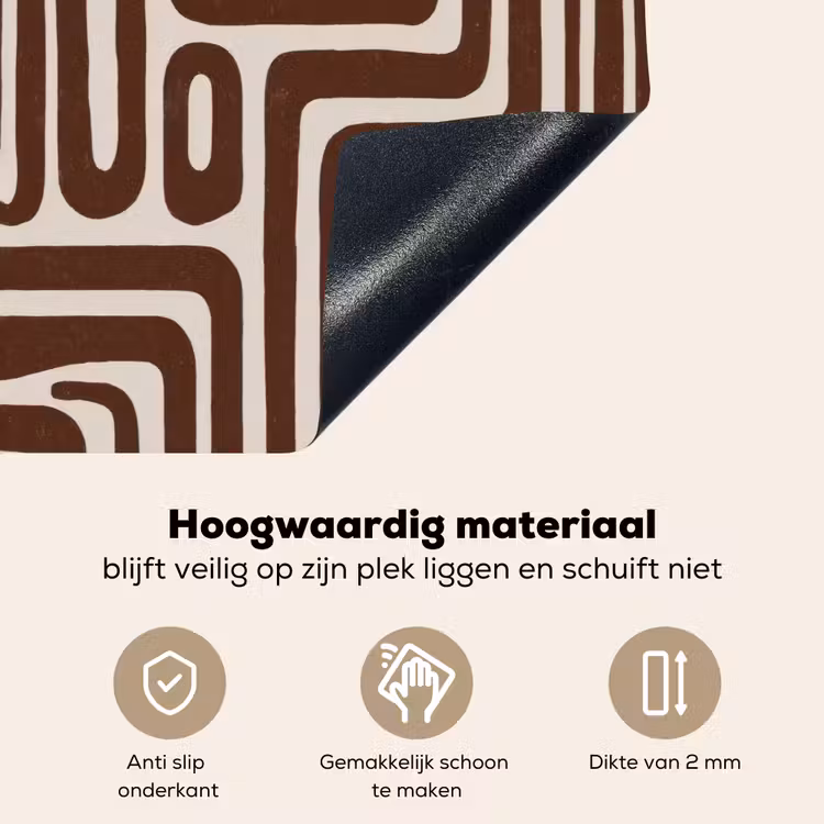 Abstract - Patroon - Bruin Inductie beschemer met haakjes klein 777 -ky-onderkant-nl