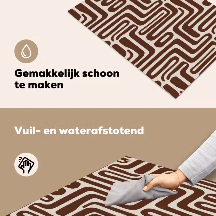 Abstract - Patroon - Bruin Inductie beschemer met haakjes klein 777 -ky-schoon-nl