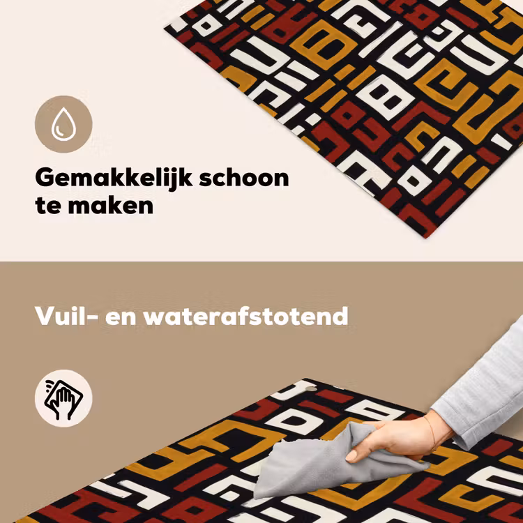 Abstract - Patroon - Rood Inductie beschemer met haakjes klein -ky-schoon-nl