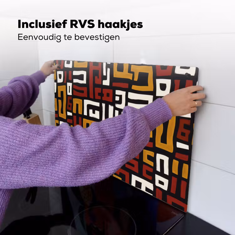 Abstract - Patroon - Rood Inductie beschemer met haakjes klein -ky-ophangen-nl