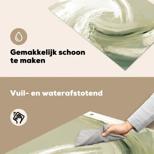 Abstract - Penseelstreken - Golven - Groen Inductie beschemer met haakjes klein -ky-schoon-nl